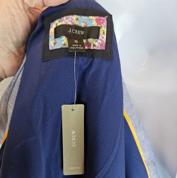 J. Crew Womens Open Front Blazer Linen Blend Sz 6 Blue & Heathered Lined - Picture 7 of 9